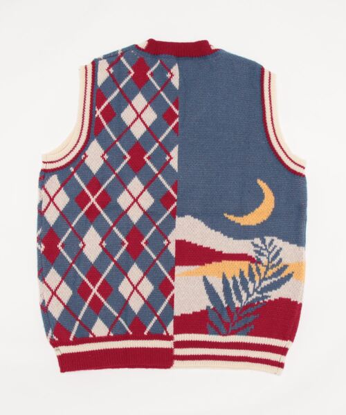 HOOK（フック）の「【HOOK】アシンメトリーベア刺繍Vネックニットベスト（ベスト・メンズ・ネイビー/グリーン・M/L/XL）」の12枚目の写真