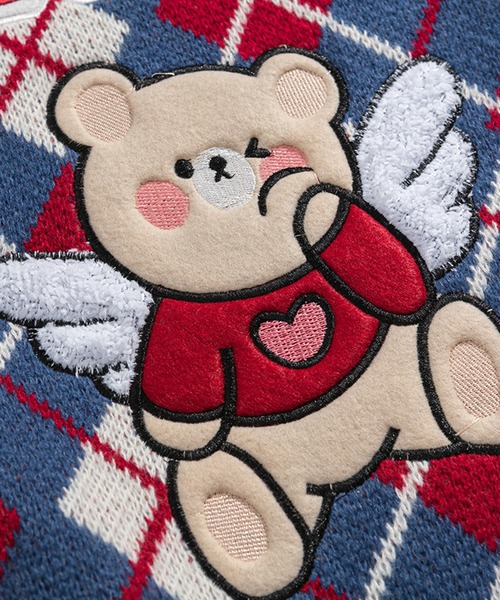 HOOK（フック）の「【HOOK】アシンメトリーベア刺繍Vネックニットベスト（ベスト・メンズ・ネイビー/グリーン・M/L/XL）」の8枚目の写真