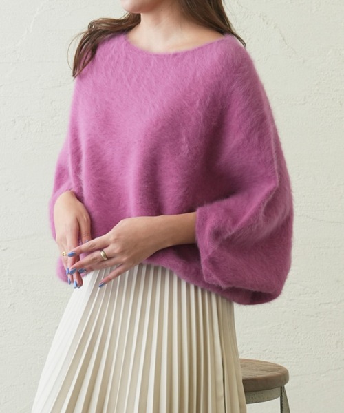 OUVRAGE CLASSE（ウヴラージュクラス）の「フォックスファーポンチョニット（ニット/セーター・レディース・アッシュグレー/ブラック/アッシュブラウン/ピンク・FREE）」の4枚目の写真