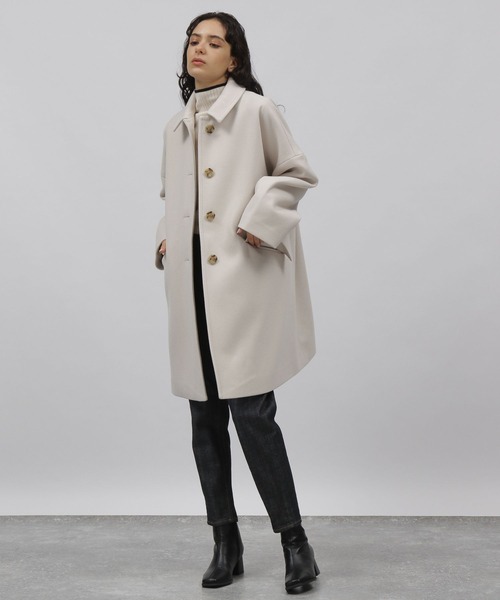 LAKOLE（ラコレ）の「ウーリーテックボタンフロントAラインコート / 281764（その他アウター・レディース・アイボリー/グレイッシュベージュ/ダークネイビー・SMALL/MEDIUM）」の5枚目の写真