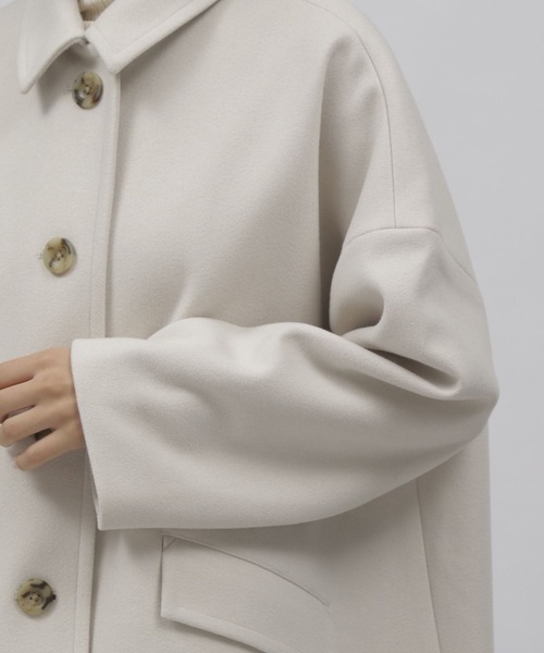 LAKOLE（ラコレ）の「ウーリーテックボタンフロントAラインコート / 281764（その他アウター・レディース・アイボリー/グレイッシュベージュ/ダークネイビー・SMALL/MEDIUM）」の7枚目の写真
