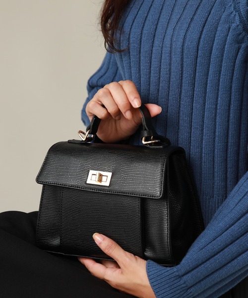 Cheek(チーク)の「スクエアミニバッグ(ハンドバッグ・レディース・グリーン/ホワイト×ブラック/ブラック・FREE)」の3枚目の写真