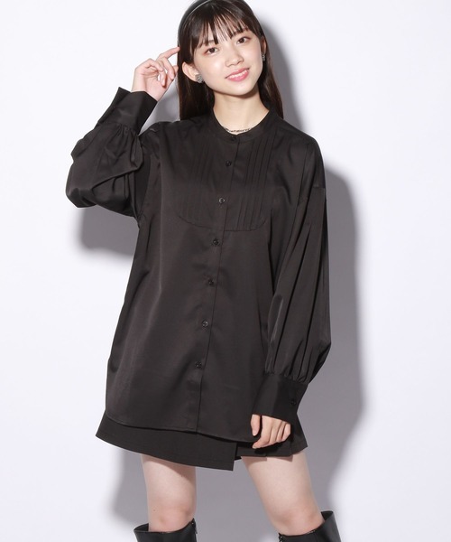 repipi armario(レピピ アルマリオ)の「バンドカラーBIGシャツ(シャツ/ブラウス・キッズ・ブラック/ホワイト・SMALL/MEDIUM/LARGE)」の1枚目の写真