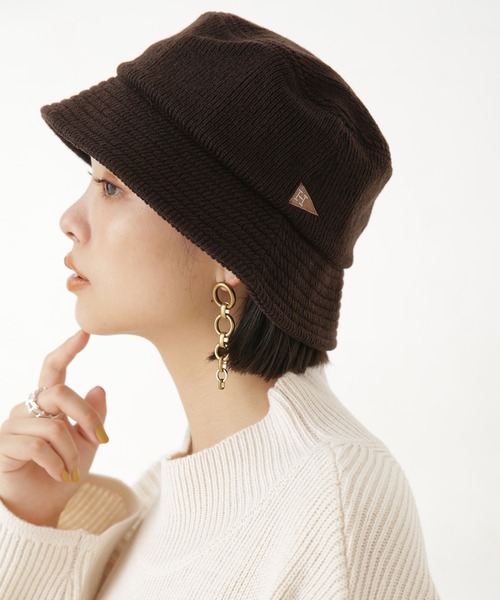 Healthknit（ヘルスニット）の「Healthknit/リブニットバケットハット（ハット・レディース・チャコール/ブラウン/ブラック・FREE）」の3枚目の写真