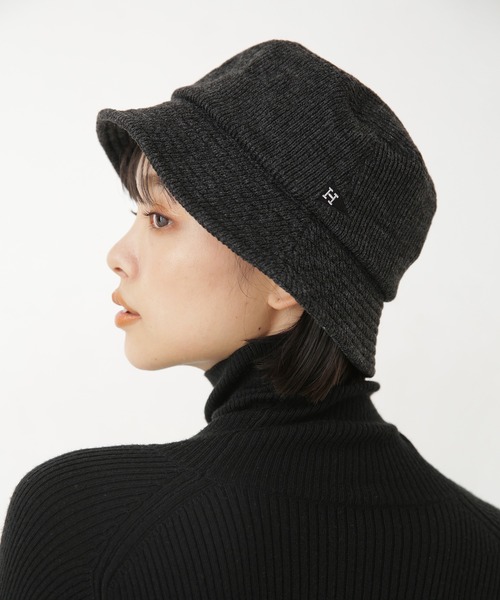 Healthknit（ヘルスニット）の「Healthknit/リブニットバケットハット（ハット・レディース・チャコール/ブラウン/ブラック・FREE）」の2枚目の写真