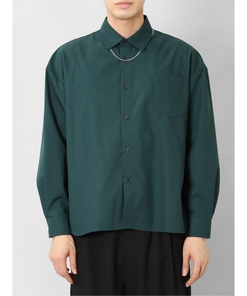 semantic design(セマンティックデザイン)の「セマンティックデザイン レーヨン混 ネックレス付 長袖BIGシャツ(シャツ/ブラウス・メンズ・グリーン系その他/アイボリー/ブラック/ベージュ・MEDIUM/LARGE)」の8枚目の写真