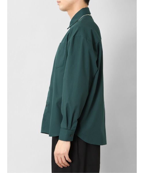 semantic design(セマンティックデザイン)の「セマンティックデザイン レーヨン混 ネックレス付 長袖BIGシャツ(シャツ/ブラウス・メンズ・グリーン系その他/アイボリー/ブラック/ベージュ・MEDIUM/LARGE)」の9枚目の写真