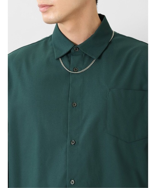 semantic design(セマンティックデザイン)の「セマンティックデザイン レーヨン混 ネックレス付 長袖BIGシャツ(シャツ/ブラウス・メンズ・グリーン系その他/アイボリー/ブラック/ベージュ・MEDIUM/LARGE)」の11枚目の写真