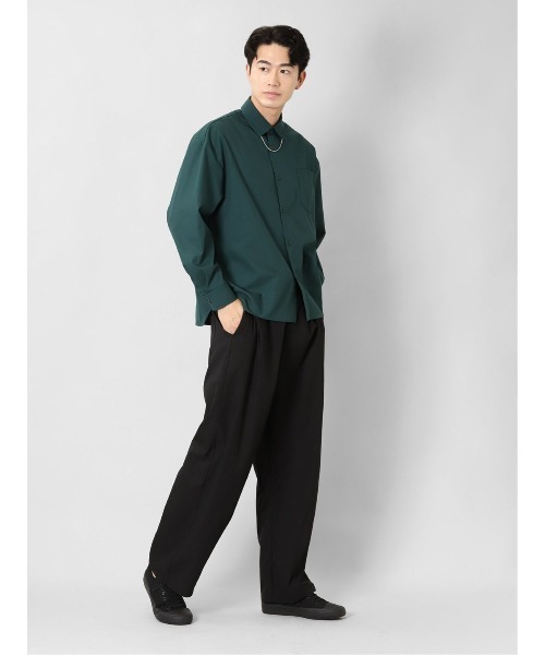 semantic design(セマンティックデザイン)の「セマンティックデザイン レーヨン混 ネックレス付 長袖BIGシャツ(シャツ/ブラウス・メンズ・グリーン系その他/アイボリー/ブラック/ベージュ・MEDIUM/LARGE)」の14枚目の写真