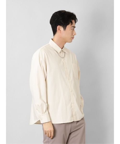 semantic design(セマンティックデザイン)の「セマンティックデザイン レーヨン混 ネックレス付 長袖BIGシャツ(シャツ/ブラウス・メンズ・グリーン系その他/アイボリー/ブラック/ベージュ・MEDIUM/LARGE)」の19枚目の写真
