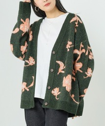 フラワージャガードオーバーカーディガン