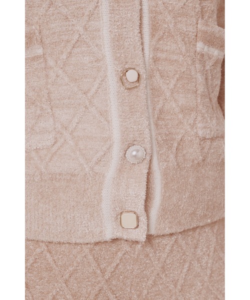 デザインボタンアーガイルニットカーディガン