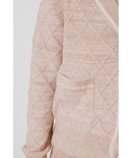 デザインボタンアーガイルニットカーディガン