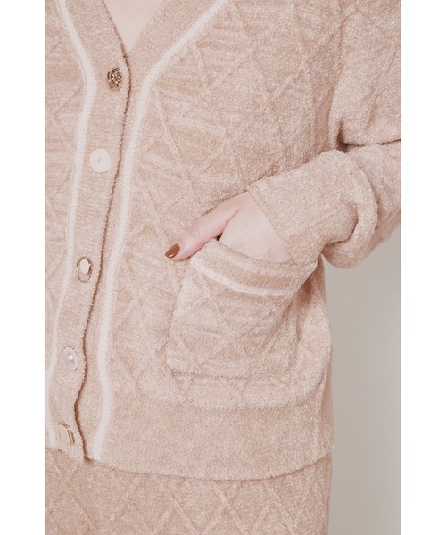 デザインボタンアーガイルニットカーディガン