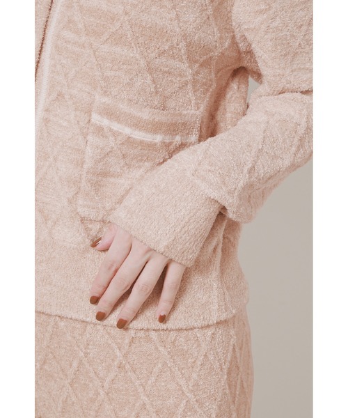 デザインボタンアーガイルニットカーディガン