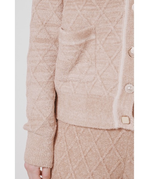 デザインボタンアーガイルニットカーディガン