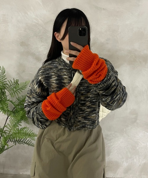 kutir(クティール)の「2wayカラーウォーマー(アームカバー・レディース・オレンジ/ブラック/オフホワイト・FREE)」の3枚目の写真