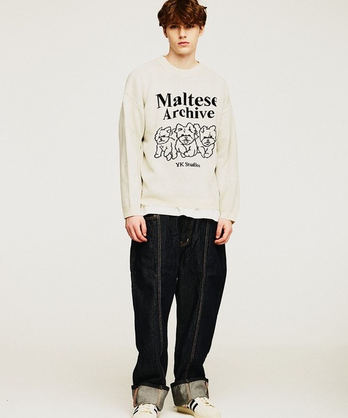 WaiKei（ワイケイ）の「【UNISEX】Wai Kei／グラフィックニットプルオーバー 2173539（ニット/セーター・レディース・クリーム/ネイビー・LARGE/MEDIUM）」の17枚目の写真