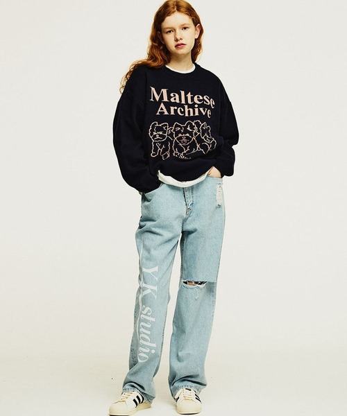 WaiKei（ワイケイ）の「【UNISEX】Wai Kei／グラフィックニットプルオーバー 2173539（ニット/セーター・レディース・クリーム/ネイビー・LARGE/MEDIUM）」の12枚目の写真