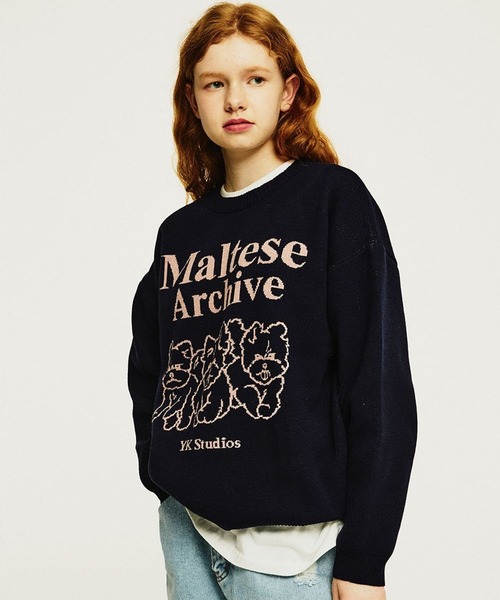 WaiKei（ワイケイ）の「【UNISEX】Wai Kei／グラフィックニットプルオーバー 2173539（ニット/セーター・レディース・クリーム/ネイビー・LARGE/MEDIUM）」の19枚目の写真