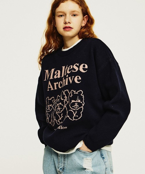 WaiKei（ワイケイ）の「【UNISEX】Wai Kei／グラフィックニットプルオーバー 2173539（ニット/セーター・レディース・クリーム/ネイビー・LARGE/MEDIUM）」の7枚目の写真