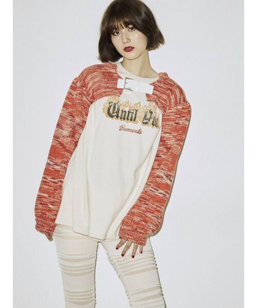 jouetie（ジュエティ）の「スーパーショートニット（ニット/セーター・レディース・オレンジ/レッド/ブラック/グリーン・MEDIUM）」の4枚目の写真