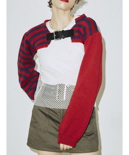 jouetie（ジュエティ）の「スーパーショートニット（ニット/セーター・レディース・オレンジ/レッド/ブラック/グリーン・MEDIUM）」の6枚目の写真