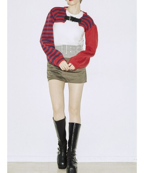 jouetie（ジュエティ）の「スーパーショートニット（ニット/セーター・レディース・オレンジ/レッド/ブラック/グリーン・MEDIUM）」の12枚目の写真