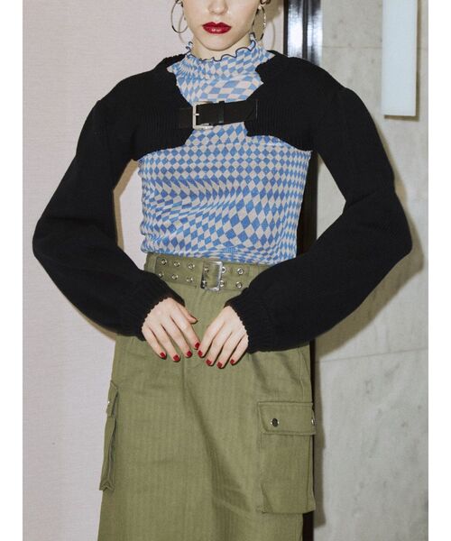 jouetie（ジュエティ）の「スーパーショートニット（ニット/セーター・レディース・オレンジ/レッド/ブラック/グリーン・MEDIUM）」の14枚目の写真