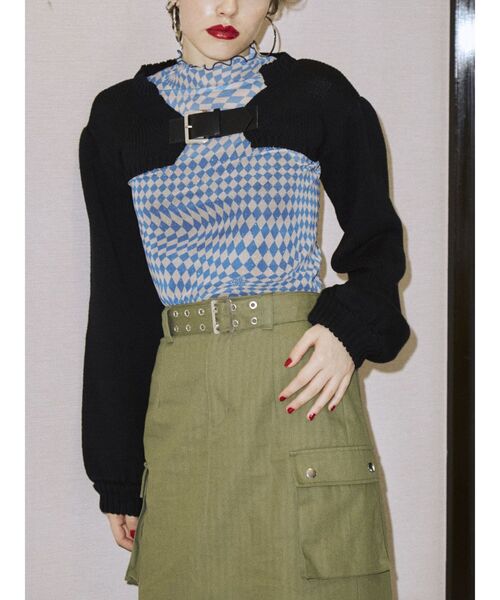 jouetie（ジュエティ）の「スーパーショートニット（ニット/セーター・レディース・オレンジ/レッド/ブラック/グリーン・MEDIUM）」の15枚目の写真