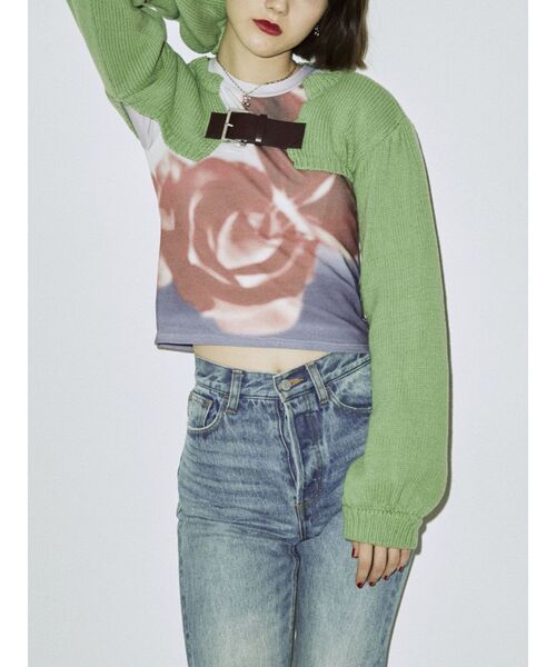 jouetie（ジュエティ）の「スーパーショートニット（ニット/セーター・レディース・オレンジ/レッド/ブラック/グリーン・MEDIUM）」の22枚目の写真