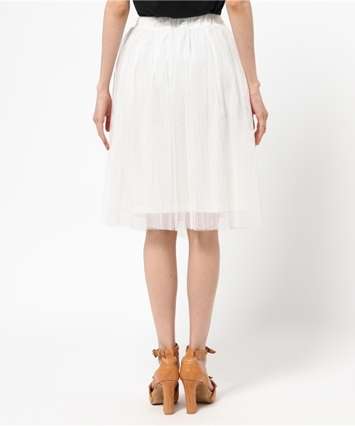 earth music&ecology（アースミュージックアンドエコロジー）の「チュールスカート（スカート・レディース・ライトグレー/サックスブルー/ネイビー/ストライプ・FREE）」の7枚目の写真