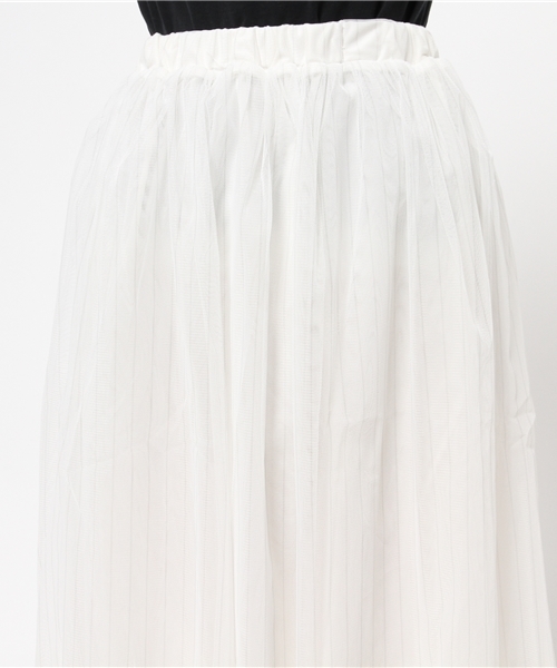 earth music&ecology（アースミュージックアンドエコロジー）の「チュールスカート（スカート・レディース・ライトグレー/サックスブルー/ネイビー/ストライプ・FREE）」の8枚目の写真