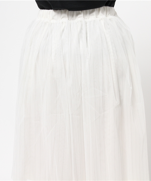 earth music&ecology（アースミュージックアンドエコロジー）の「チュールスカート（スカート・レディース・ライトグレー/サックスブルー/ネイビー/ストライプ・FREE）」の9枚目の写真