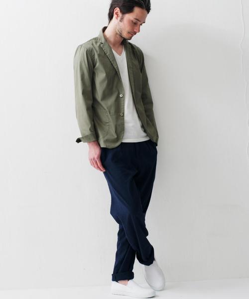 green label relaxing（グリーンレーベルリラクシング）の「□COOLMAX H/B シャツジャケット（テーラードジャケット・メンズ・オリーブ/ネイビー・MEDIUM/LARGE/SMALL/X-LARGE）」の17枚目の写真