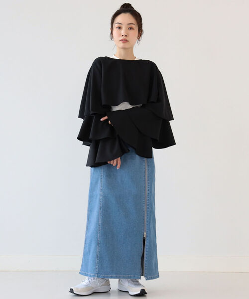 Ray BEAMS（レイビームス）の「Ray BEAMS / ティアード スリーブ 2Way ボレロ（シャツ/ブラウス・レディース・ブラック/ミント・ONE SIZE）」の3枚目の写真