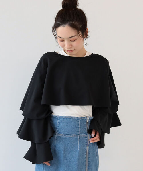 Ray BEAMS（レイビームス）の「Ray BEAMS / ティアード スリーブ 2Way ボレロ（シャツ/ブラウス・レディース・ブラック/ミント・ONE SIZE）」の6枚目の写真