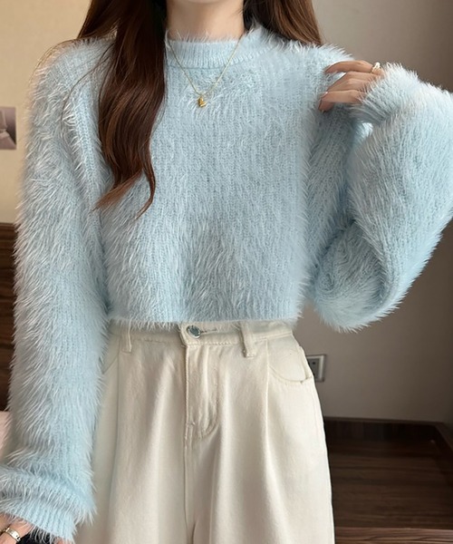 CELINE フィービー期 シルクモヘヤ シャギーニット ステッチ クロップド丈 Girly Doll（ガーリードール）の「クロップド丈シャギーニット