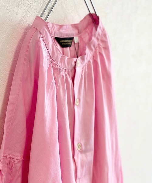 A BOND(アボンド)の「バンドカラーギャザーシャツ/おとな(シャツ/ブラウス・レディース・チャコール/ベージュ/ライトグリーン/ピンク・160cm)」の8枚目の写真