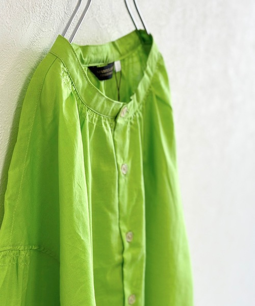 A BOND(アボンド)の「バンドカラーギャザーシャツ/おとな(シャツ/ブラウス・レディース・チャコール/ベージュ/ライトグリーン/ピンク・160cm)」の9枚目の写真