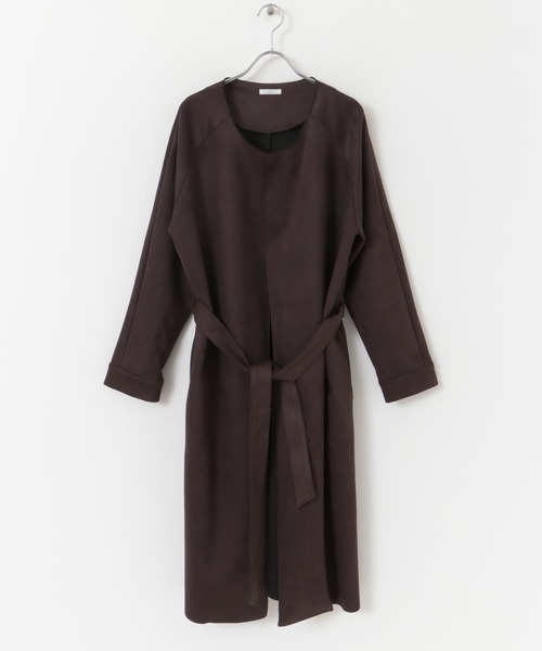 ITEMS URBANRESEARCH（アイテムズ アーバンリサーチ）の「フェイクスエードガウンコート（ノーカラーコート・レディース・アイボリー/モカ/ブラウン・FREE）」の10枚目の写真