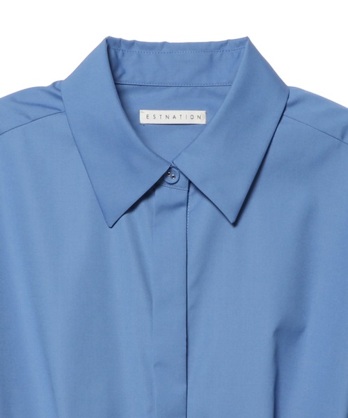 ESTNATION コットンストレッチブロード フレアシャツワンピース