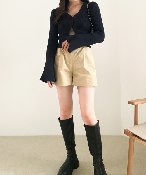 Heather（ヘザー）の「袖フレアピタニットカーディガン　193494（カーディガン/ボレロ・レディース・アイボリー/ネイビー/イエロー/パープル・FREE）」の15枚目の写真