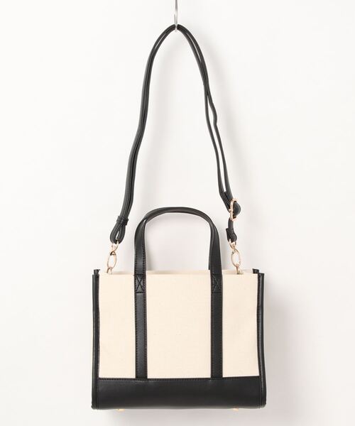 KOBE LETTUCE（コウベレタス）の「フェイクレザー切替キャンバスミニトートバッグ（トートバッグ・レディース・ピンク/グレー/カーキ/キャメル/ブラック/シルバー・FREE）」の15枚目の写真