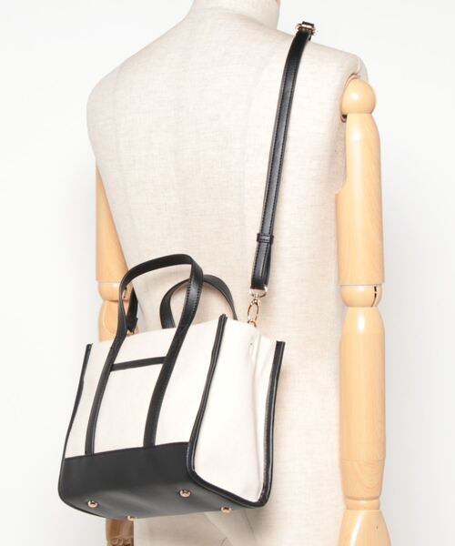 KOBE LETTUCE（コウベレタス）の「フェイクレザー切替キャンバスミニトートバッグ（トートバッグ・レディース・ピンク/グレー/カーキ/キャメル/ブラック/シルバー・FREE）」の17枚目の写真