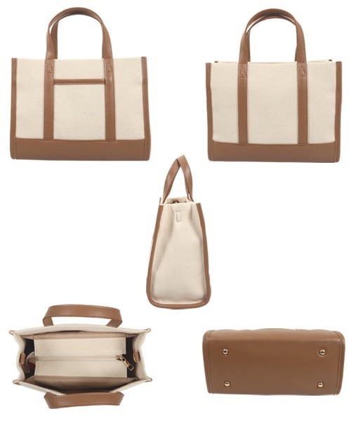 KOBE LETTUCE（コウベレタス）の「フェイクレザー切替キャンバスミニトートバッグ（トートバッグ・レディース・ピンク/グレー/カーキ/キャメル/ブラック/シルバー・FREE）」の21枚目の写真