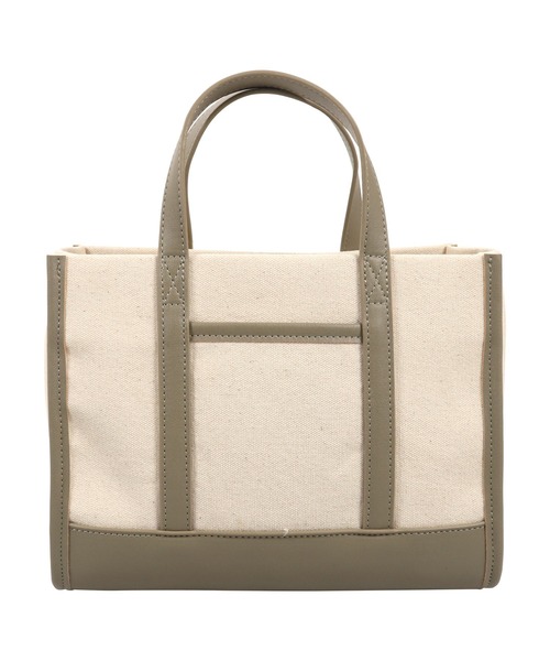 KOBE LETTUCE（コウベレタス）の「フェイクレザー切替キャンバスミニトートバッグ（トートバッグ・レディース・ピンク/グレー/カーキ/キャメル/ブラック/シルバー・FREE）」の10枚目の写真