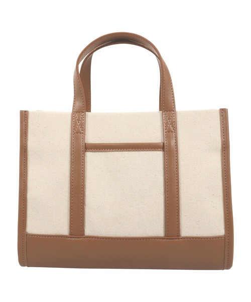 KOBE LETTUCE（コウベレタス）の「フェイクレザー切替キャンバスミニトートバッグ（トートバッグ・レディース・ピンク/グレー/カーキ/キャメル/ブラック/シルバー・FREE）」の9枚目の写真