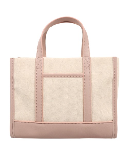 KOBE LETTUCE（コウベレタス）の「フェイクレザー切替キャンバスミニトートバッグ（トートバッグ・レディース・ピンク/グレー/カーキ/キャメル/ブラック/シルバー・FREE）」の8枚目の写真