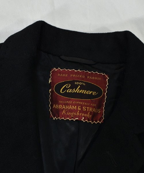VINTAGE（ヴィンテージ）の「【ヴィンテージ古着】60-70s ABRAHAM＆STRAUS ユニオンチケット付き カシミヤ ロングコート（チェスターコート・メンズ・ブラック・X-LARGE）」の2枚目の写真